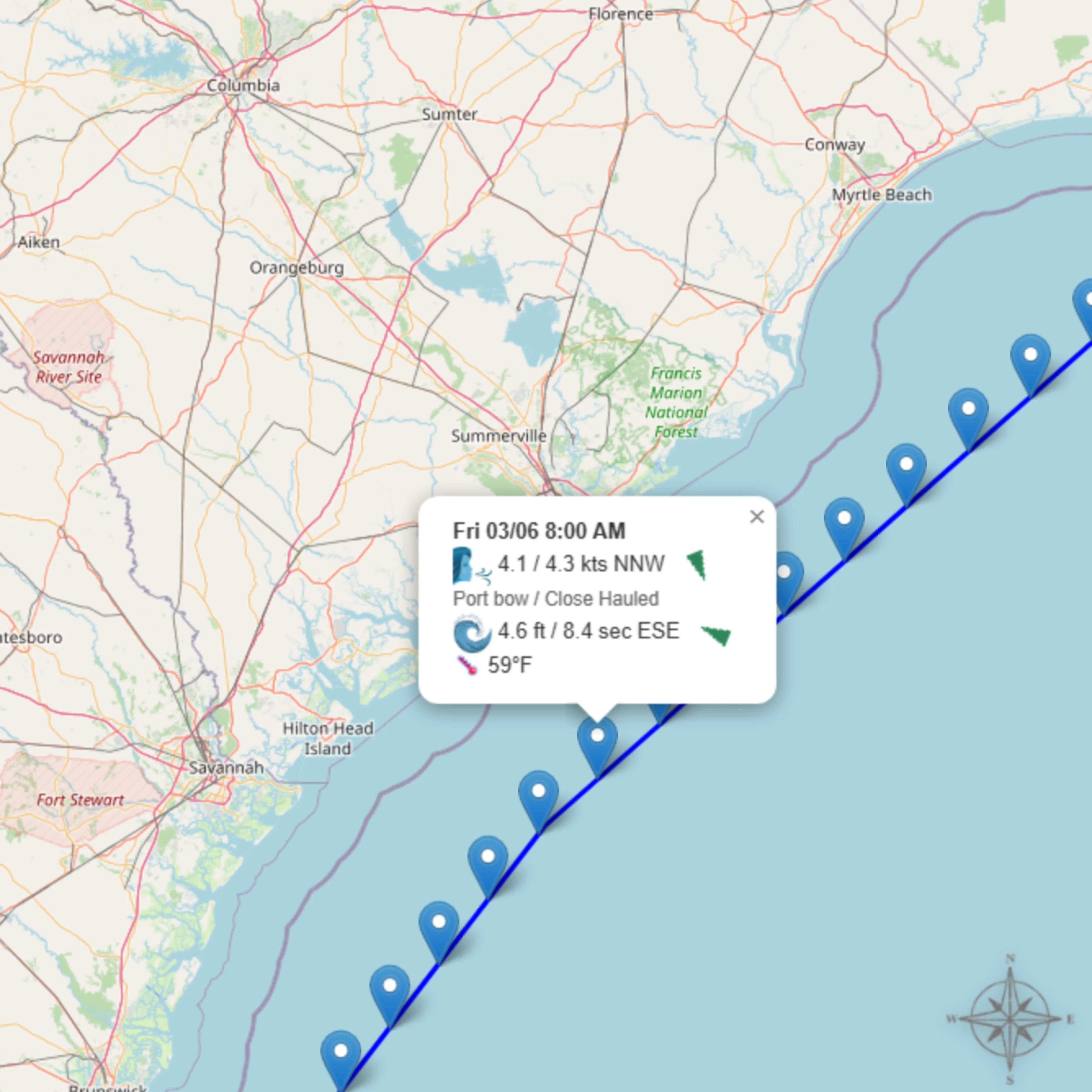 Forecast My Route interactive marine routing map